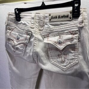 Rock Revival Essie Skinny Jeans White Womens 28 Embroidered Flap pocket 2684
